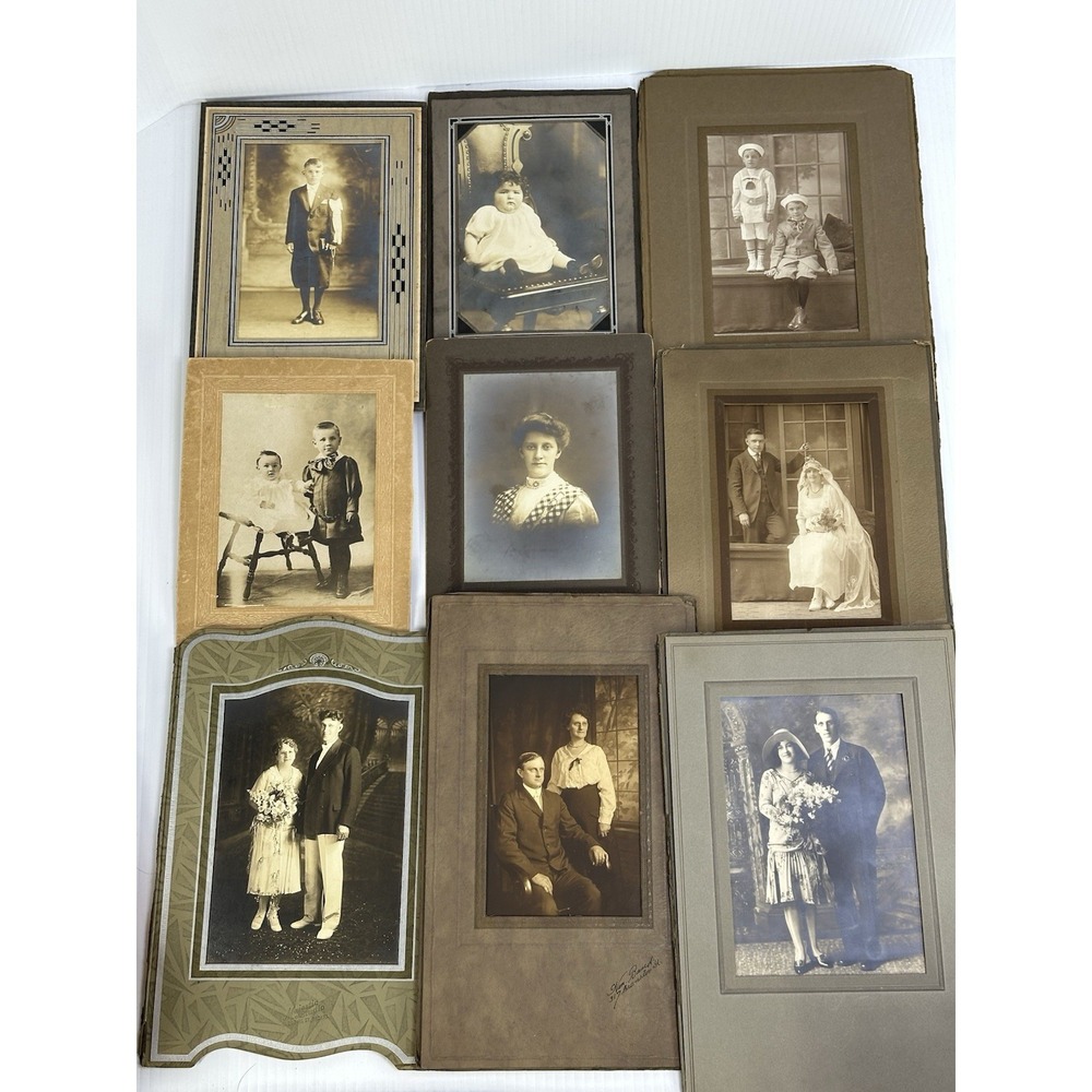 12 Antique Victorian Edwardian Studio Photo Child Children Wedding Picture